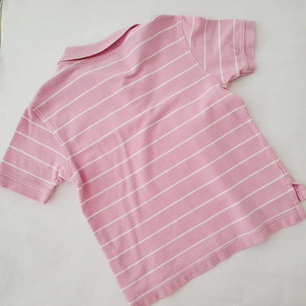 S Old Navy pink amd white striped polo shirt